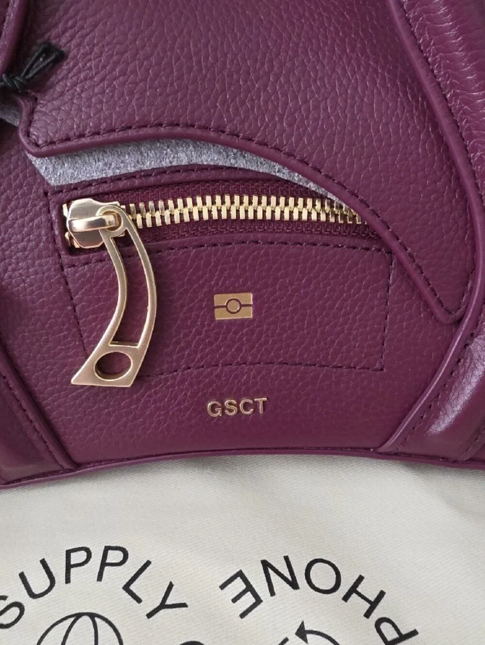 MSCHF Global Supply Chain Telephone Plum Structured Leather Top-Handle Bag